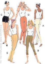 2303 Kwik Sew STRETCH LEGGINGS STIRRUP OR NOT, SHORTS PATTERN XS-XL UNCUT